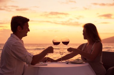 Çift zevk romantik sunnset akşam yemeği