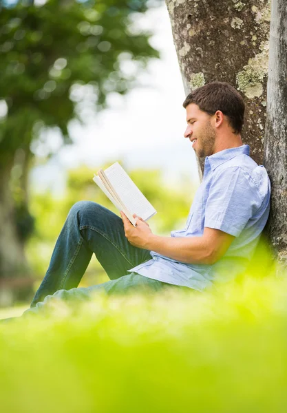 Homem leitura livro no parque — Fotografia de Stock