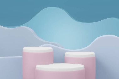 Yaz şablonu podyum sahne gösteriminin asgari tasarım için 3D görüntüleme. 