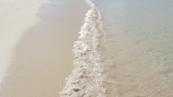Textura Superficial Onda Mar Calmo Praia Areia Branca Tempo Sol — Vídeo de Stock