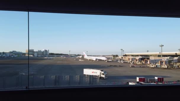 December 2019 Tokyo Japan View Narita Airport Airplane Parking Area — Stockvideo