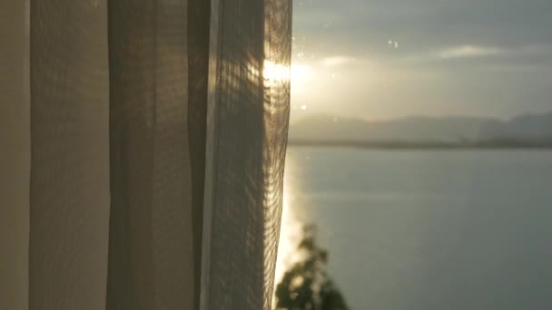 Вид Балкона Узбережжя Пхукета Гірським Хребтом Заходом Сонця Над Морем — стокове відео