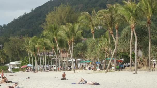 December 2021 Phuket Thailand Patong Beach Many People Relaxing Beach — Stock Video