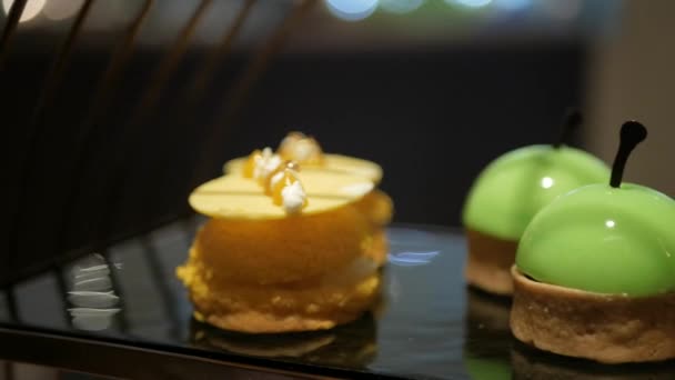 Grab Piece Sweet Dessert Afternoon High Tea Set — Stock Video