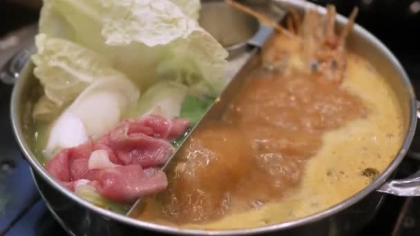 しゃぶしゃぶ鍋スタイル 鍋料理 アジア料理 — ストック動画