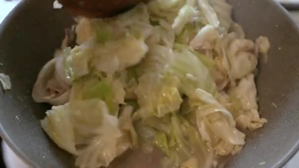 Λάχανο Τηγανητό Σάλτσα Ψαριού Ταϊλανδέζικο Φαγητό — Αρχείο Βίντεο