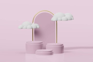 Ürün yerleştirme için asgari tasarım için podyum sahne gösteriminin 3d görüntülenmesi. 