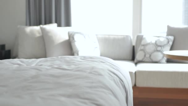 Obsługa Hotelowa Przynosi Ręczniki Pokoju — Wideo stockowe