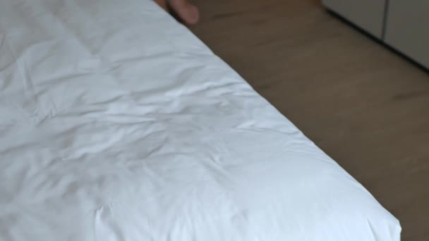 Hotel House Keeping Service Brings Towels Bed Room — Stock Video