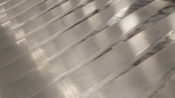 Detail Airport Luggage Conveyor Belt While Operating Empty Baggage Claim — Stock Video