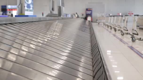 Vue Bande Transporteuse Bagages Aéroport Ceinture Récupération Bagages Vides — Video