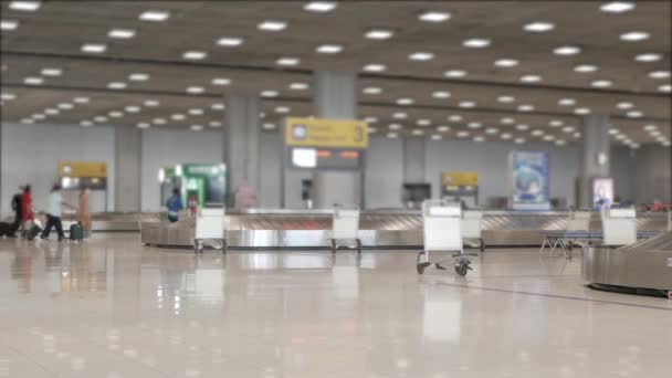 Vue Zone Convoyeur Bagages Aéroport Ceinture Récupération Bagages Vides — Video