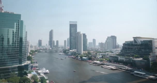 April 2022 Bangkok Thailand Timelapse Landscape View Chao Phraya River — Stockvideo