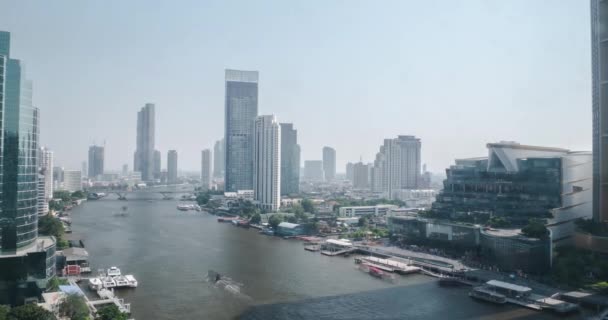 April 2022 Bangkok Thailand Timelapse Landscape View Chao Phraya River — Stock Video