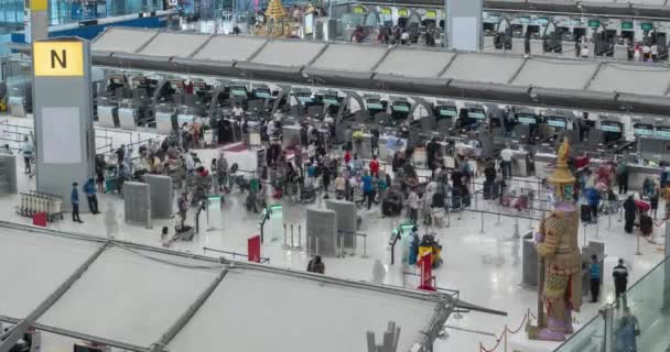 March 2022 Bangkok Thailand Timelapse Airport Departure Terminal Suvannabhumi Airport — Wideo stockowe