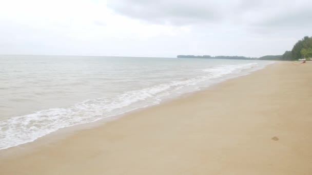 Natural Sea Wave Water Foam Sandy Beauty White Beach Summer — Stockvideo