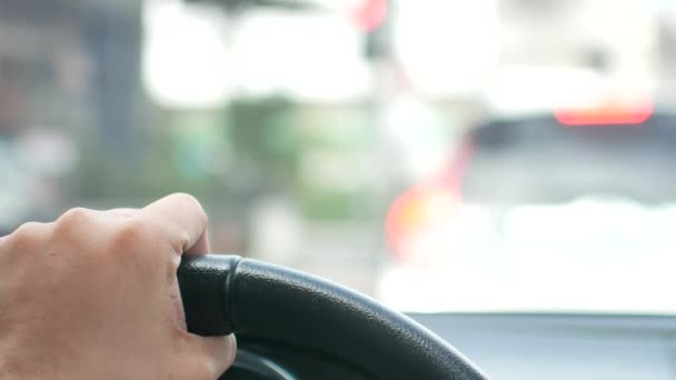 Pov Autolenkrad Während Der Fahrt Mit Weicher Fokussierung — Stockvideo