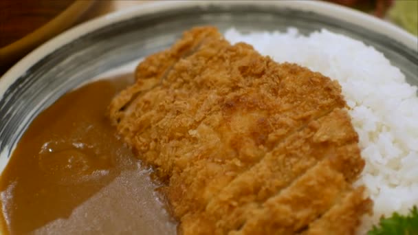 Pov Video Pork Cutlet Curry Japanese Style Japanese Food Homemade — Stock Video