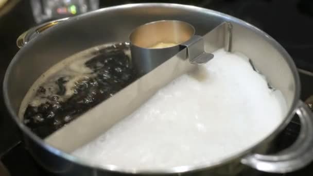 Hotpot Shabu Shabu Cozinha Asiática Vista Para Panela Cheia Com — Vídeo de Stock