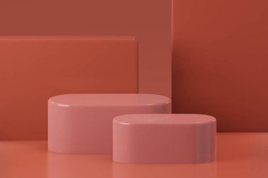 Ürün yerleştirme için asgari tasarım için podyum sahne gösteriminin 3d görüntülenmesi. 