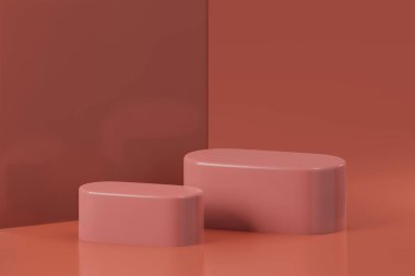 Ürün yerleştirme için asgari tasarım için podyum sahne gösteriminin 3d görüntülenmesi. 