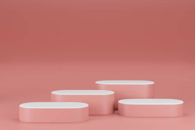 Ürün yerleştirme için asgari tasarım için podyum sahne gösteriminin 3d görüntülenmesi. 