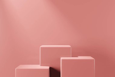 Ürün yerleştirme için asgari tasarım için podyum sahne gösteriminin 3d görüntülenmesi. 