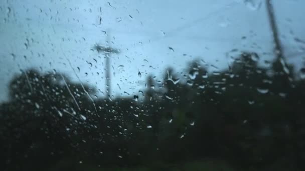 Vista Fora Janela Carro Movimento Com Fortes Chuvas Sobre Paisagem — Vídeo de Stock