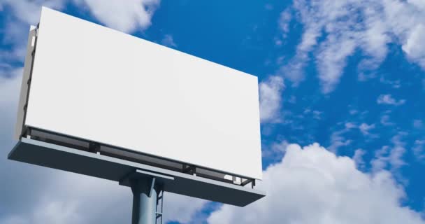 Panneau Affichage Maquette Vide Sur Nuage Timelapse Dans Ciel Bleu — Video