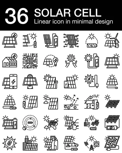 太陽電池パネルは最小限の線形設計で太陽光発電のアイコンから電池にグリーンエネルギー電力を生成します — ストックベクタ