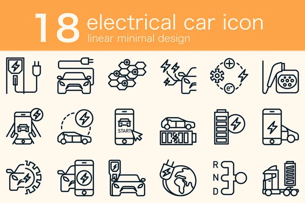 set of electrical ev power energy saving rechargeable car in minimal linear design