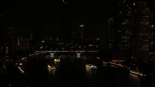 View Chaophraya River Skyscraper City Bangkok Night Time — Stockvideo