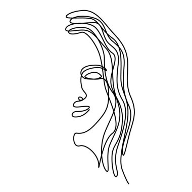 Süslü bir el çizimi kadın yüzü çizimi dekorasyon için izole edilmiş sanat kadını.