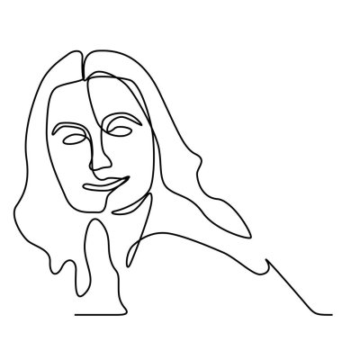Süslü bir el çizimi kadın yüzü çizimi dekorasyon için izole edilmiş sanat kadını.