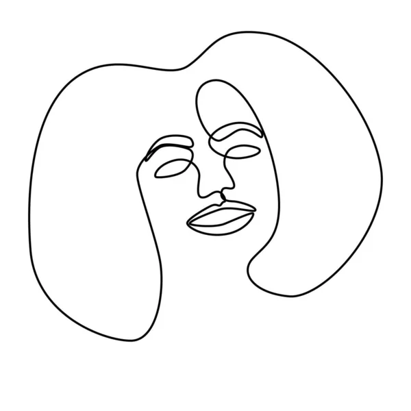 Continuous One Line Hand Drawing Woman Face Line Art Feminine —  Vetores de Stock