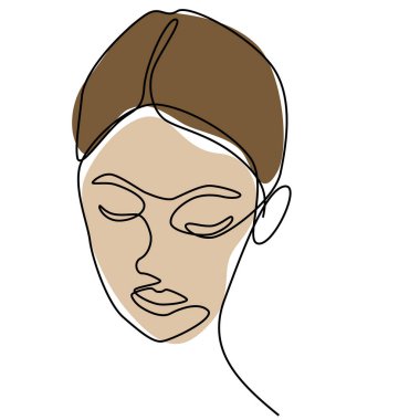 Devamlı tek bir el çizimi kadın yüz hatları sanat kadınsı