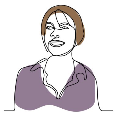 Devamlı tek bir el çizimi kadın yüz hatları sanat kadınsı