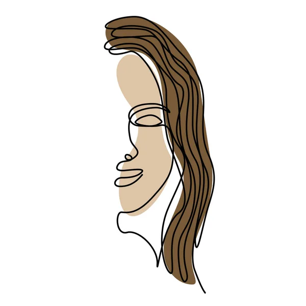 Continuous One Line Hand Drawing Woman Face Line Art Feminine —  Vetores de Stock