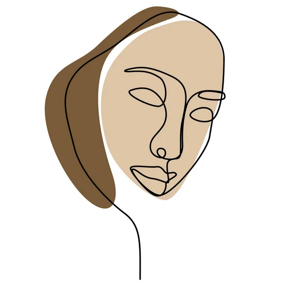 Continuous One Line Hand Drawing Woman Face Line Art Feminine —  Vetores de Stock