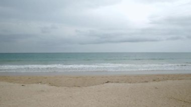 Landscape view of beach sea in summer day with peaceful sea in sunshine daytime