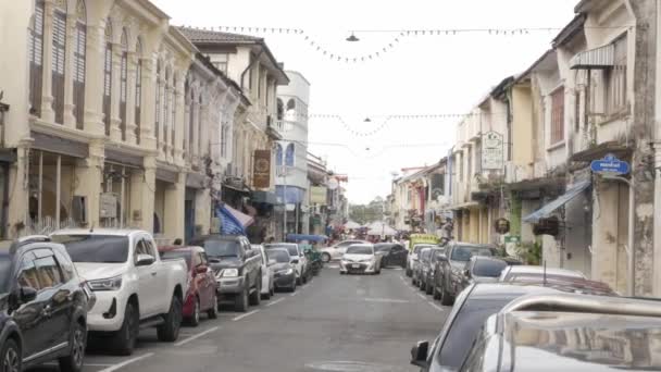 July 2022 Phuket Thailand Street View Thalang Road Oldtown Architecture — Vídeo de Stock