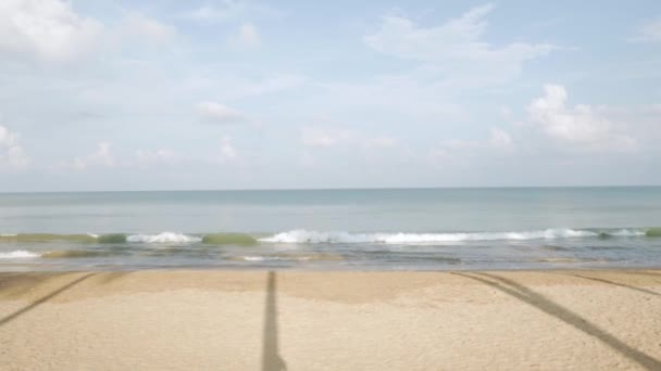 Natural Sea Wave Water Foam Sandy Beauty White Beach Summer — Stock Video