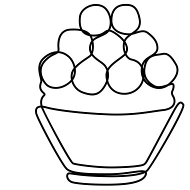 ice shaved bingsu korean japanese style sweet dessert in minimal one continuous line simple design style
