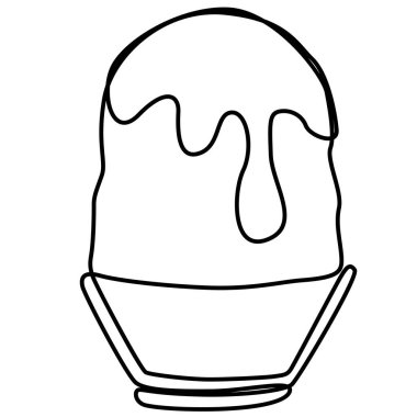 ice shaved bingsu korean japanese style sweet dessert in minimal one continuous line simple design style