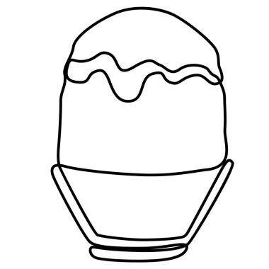 ice shaved bingsu korean japanese style sweet dessert in minimal one continuous line simple design style
