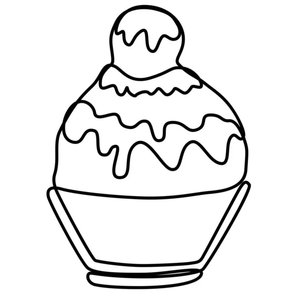 Ice Shaved Bingsu Korean Japanese Style Sweet Dessert Minimal One — Vector de stock