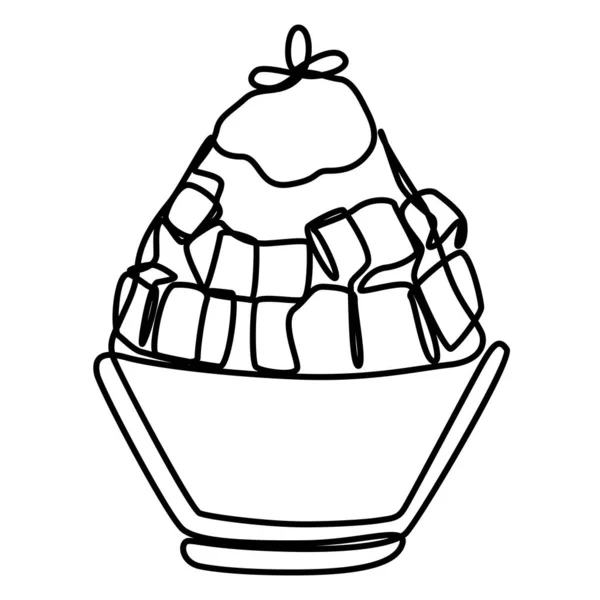 Ice Shaved Bingsu Korean Japanese Style Sweet Dessert Minimal One — Vector de stock