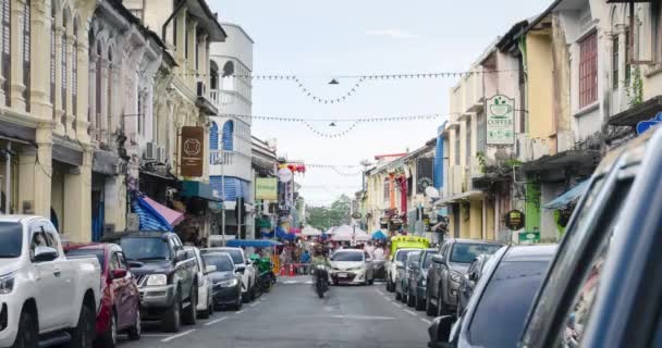 June 2022 Phuket Thailand Timelapse Landscape View Weekend Shopping Street — 비디오