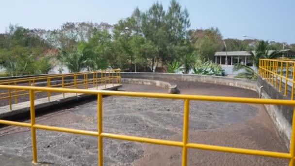 Pov Water Surface Treatment Pond While Waste Water Treatment Process — Stok video