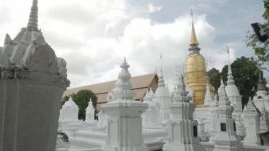 many ancient stupa pagoda in Wat Suan Dok Temple landmark famous place in chiang mai